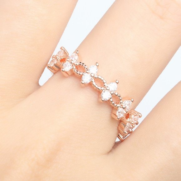 NEW 18K Rose Gold Double Round Diamond Ring - Picture 3 of 9